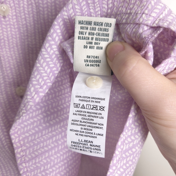 L.L.Bean No Collar‎ Round Neck Organic Cotton Short Sleeve Shirts Blouse M - Picture 6 of 7